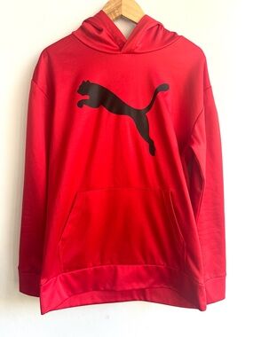 Athletic Puma Bright Red Hoodie with Black Label